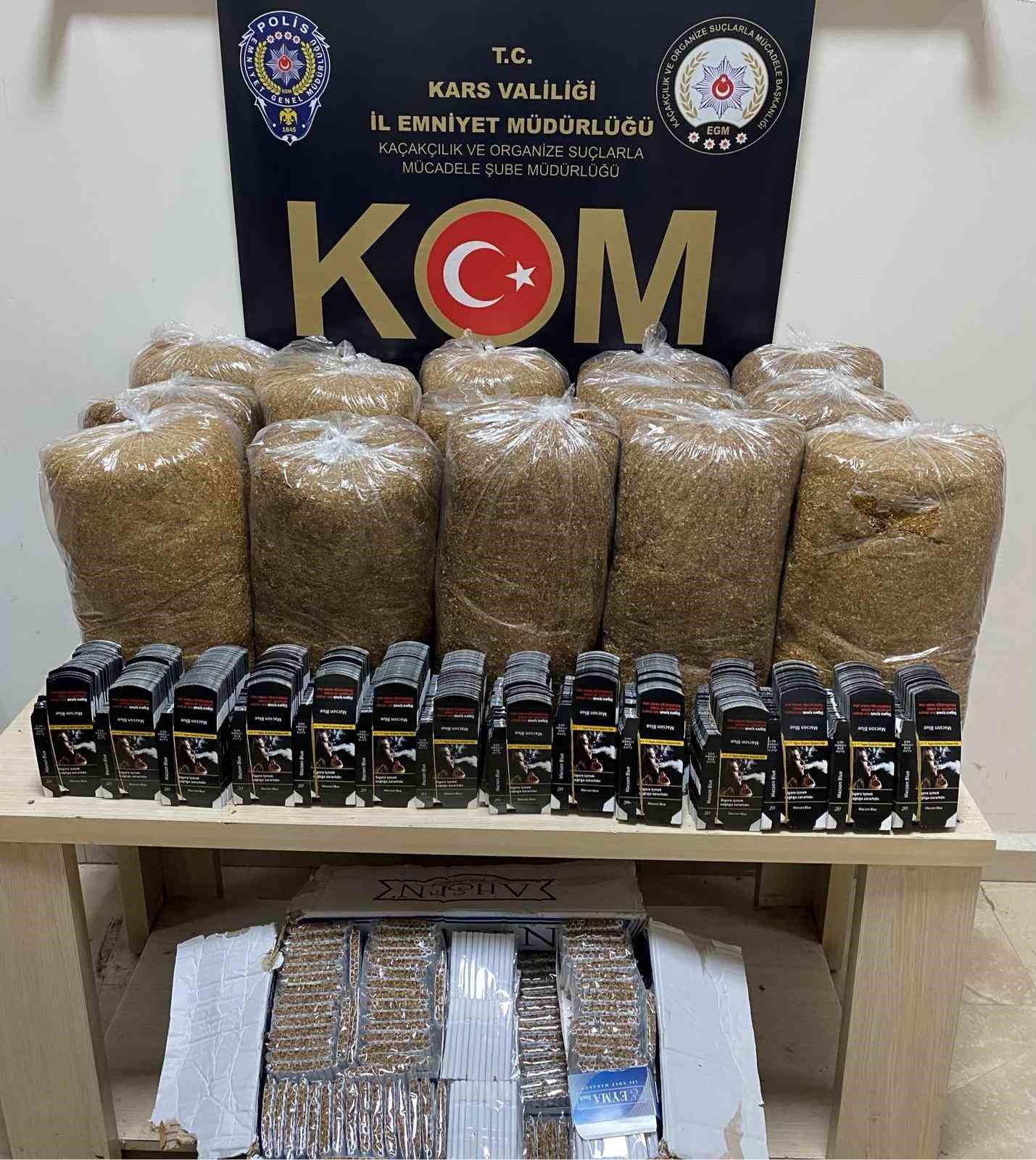 Kars’ta makaron ve tütün ele geçirildi