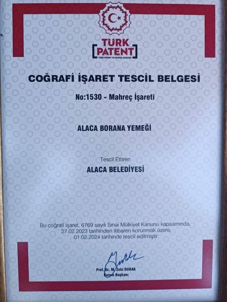 Alaca Belediyesi, 5 &uuml;r&uuml;n&uuml;n coğrafi işaret belgesini aldı
