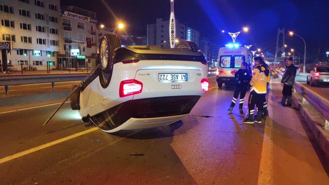 Otomobil takla attı, sürücüsü bulunamadı