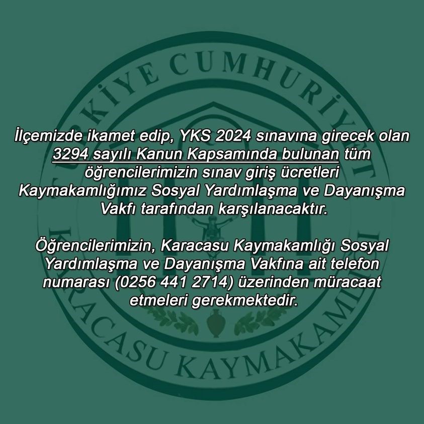 Karacasu’da ihtiyaç sahibi öğrencilerin YKS giriş ücretlerini kaymakamlık karşılayacak
