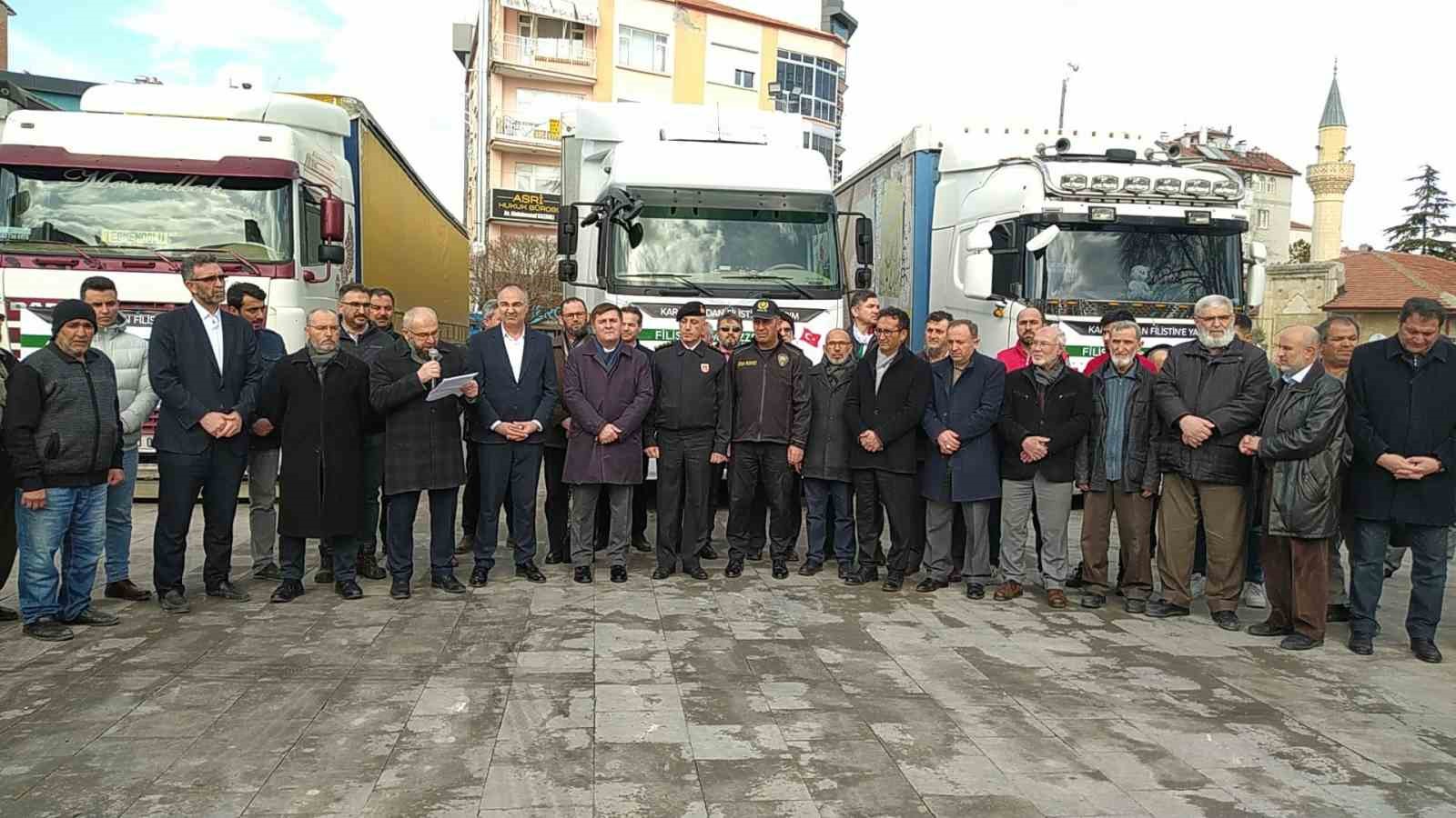 Karaman’dan Filistin’e 4 yardım tırı dualarla uğurlandı