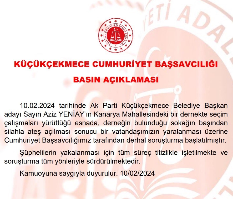 AK Parti’li Aziz Yeniay’ın seçim temasları sırasındaki silahlı saldırıyla ilgili soruşturma başlatıldı