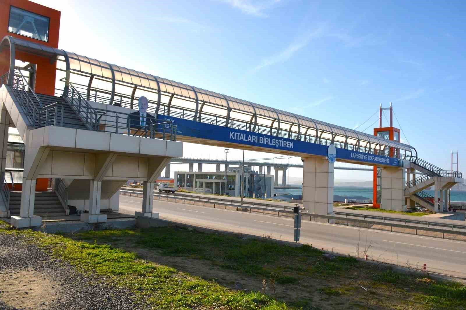 Lapseki’de üst geçitte asansör çalışmaları başladı