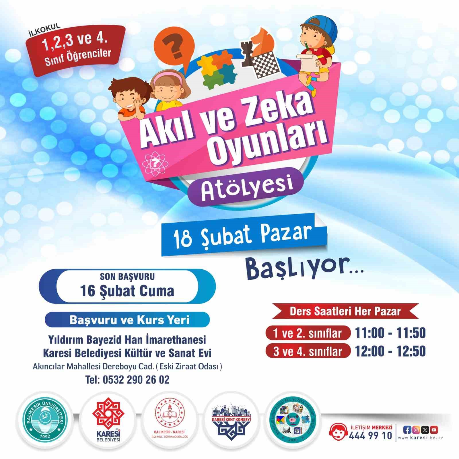 Karesi’de akıl ve zeka oyunları atölyesi başlıyor