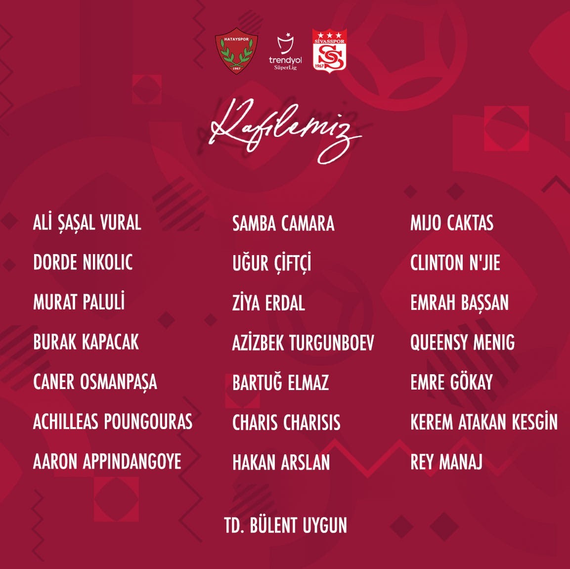 Sivasspor&rsquo;da Hatayspor ma&ccedil;ı kamp kadrosu belli oldu
