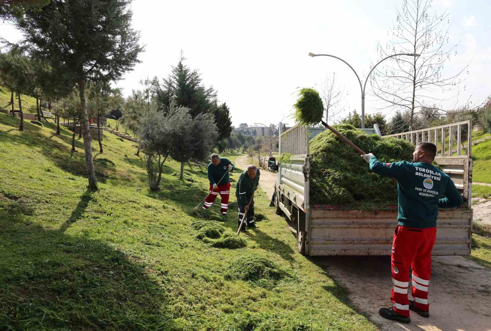 Toroslar’da  park ve yeşil alanlara bakım
