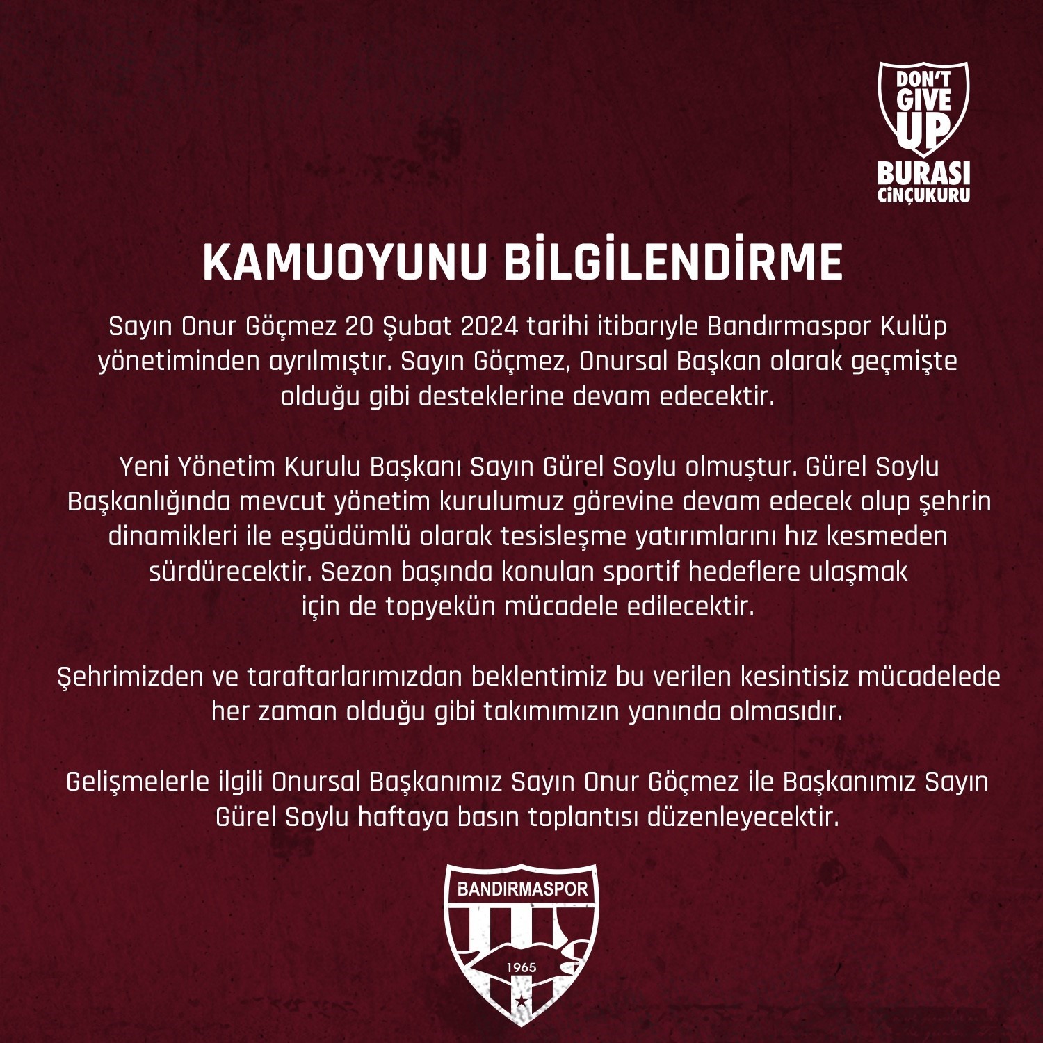 Bandırmaspor Başkanı Onur Göçmez istifa etti