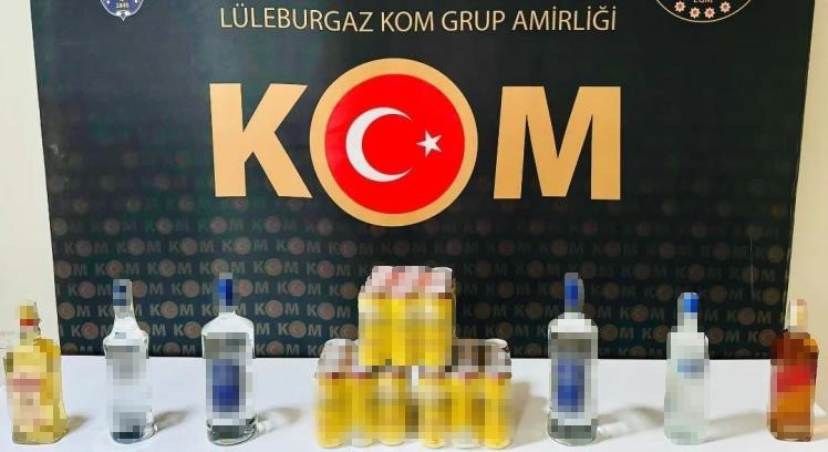 Lüleburgaz’da 33 şişe gümrük kaçağı içki ele geçirildi