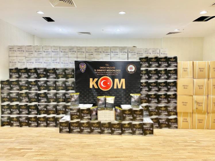 Ordu’da 1 ton kaçak tütün ve 7,5 milyon makaron ele geçirildi