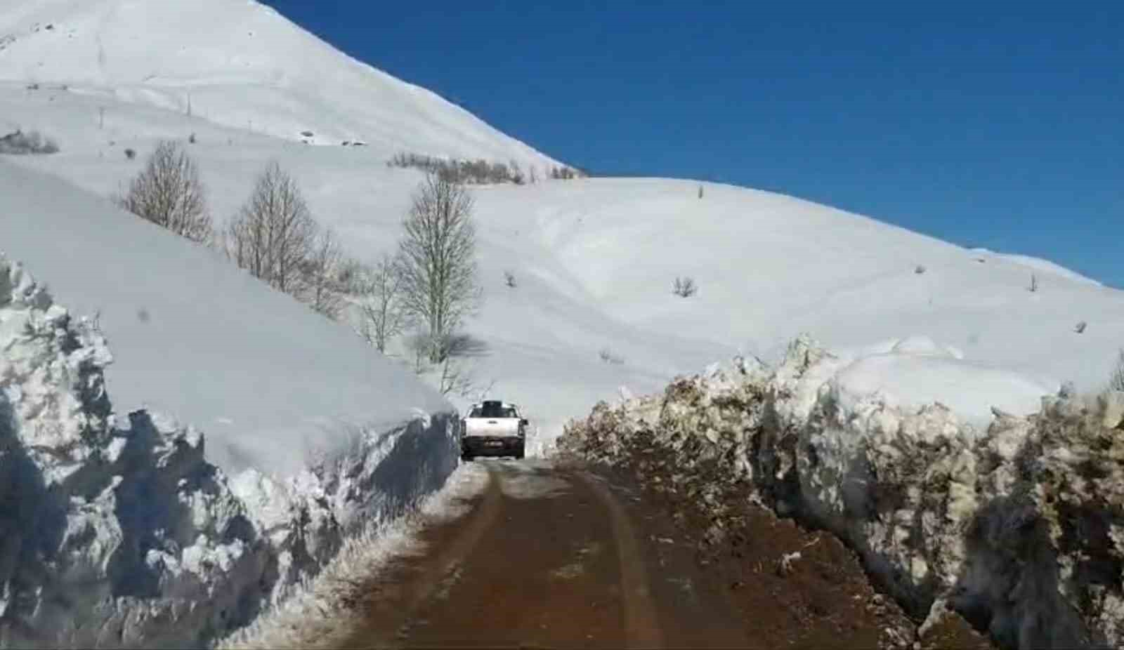 Bingöl’ün Yayladere ilçesi kırsalında kardan kapanan köy yolları açılmaya çalışılıyor