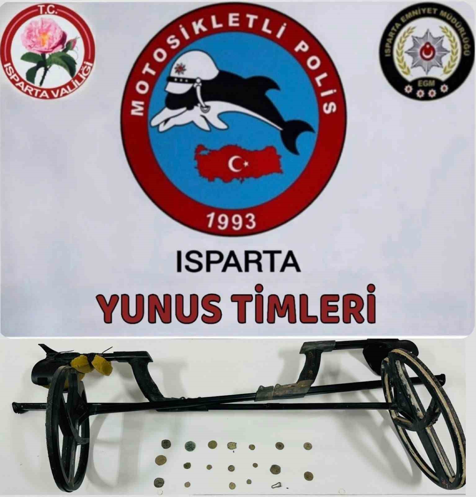 Isparta’da tarihi eserle yakalanan 2 şahsa işlem yapıldı