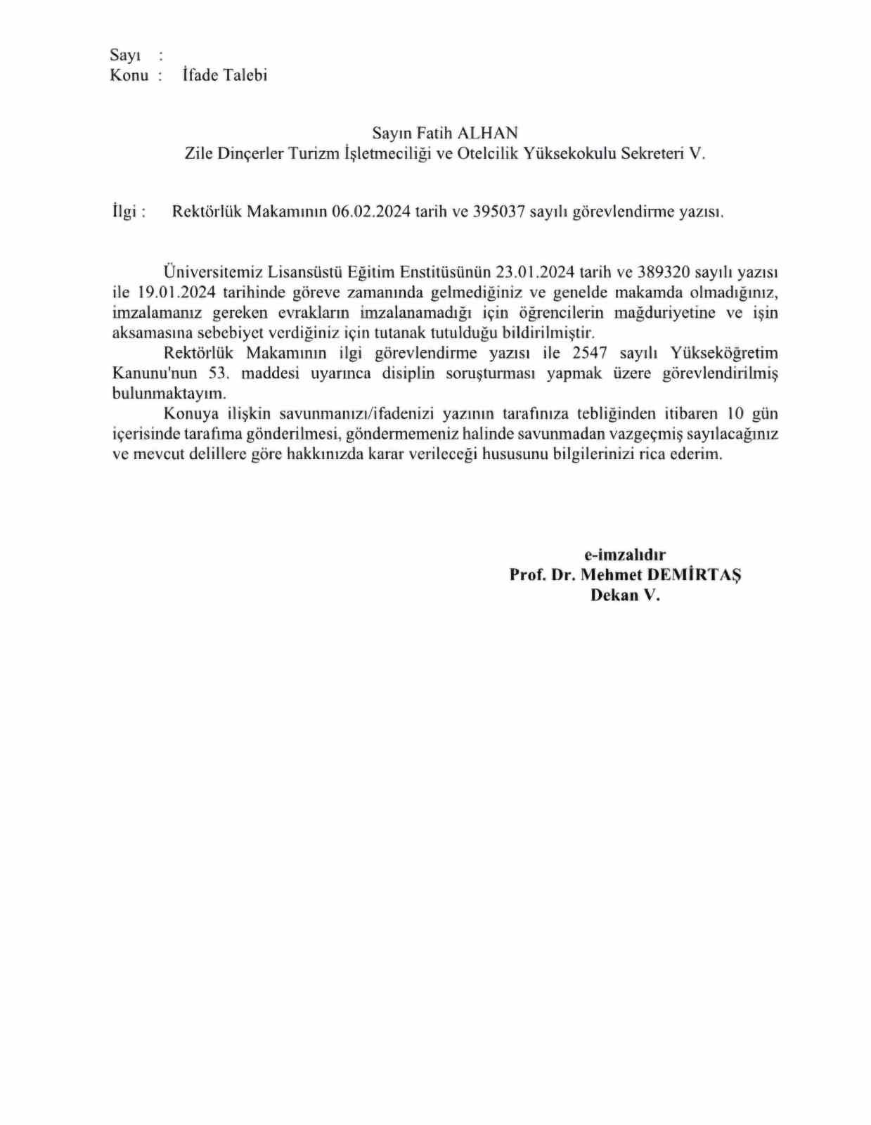 Tokat Gaziosmanpaşa &Uuml;niversitesi&rsquo;nde cuma namazına giden sekretere soruşturma
