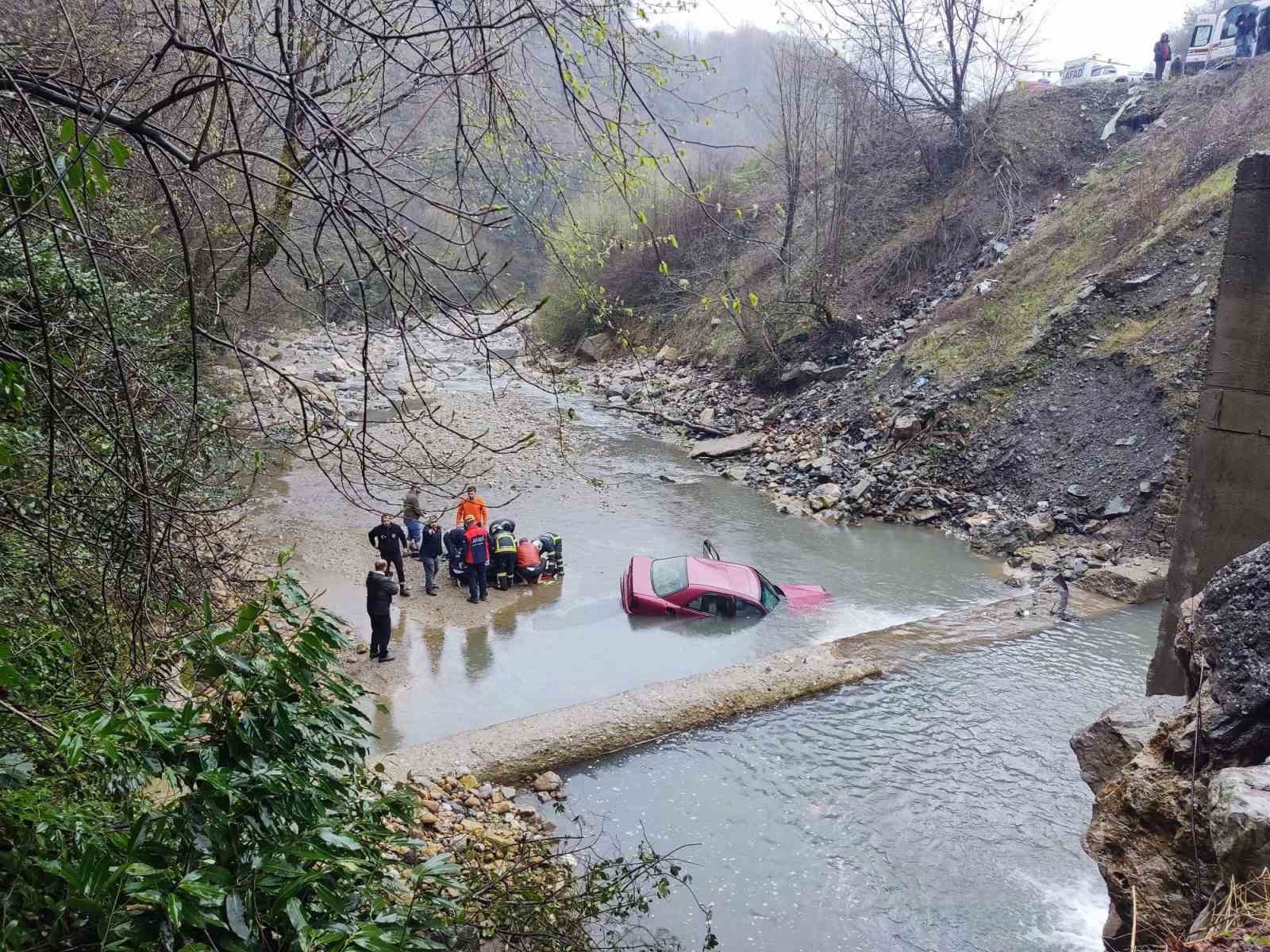 Kontrolden &ccedil;ıkan otomobil 10 metreden dereye u&ccedil;tu; 1 yaralı
