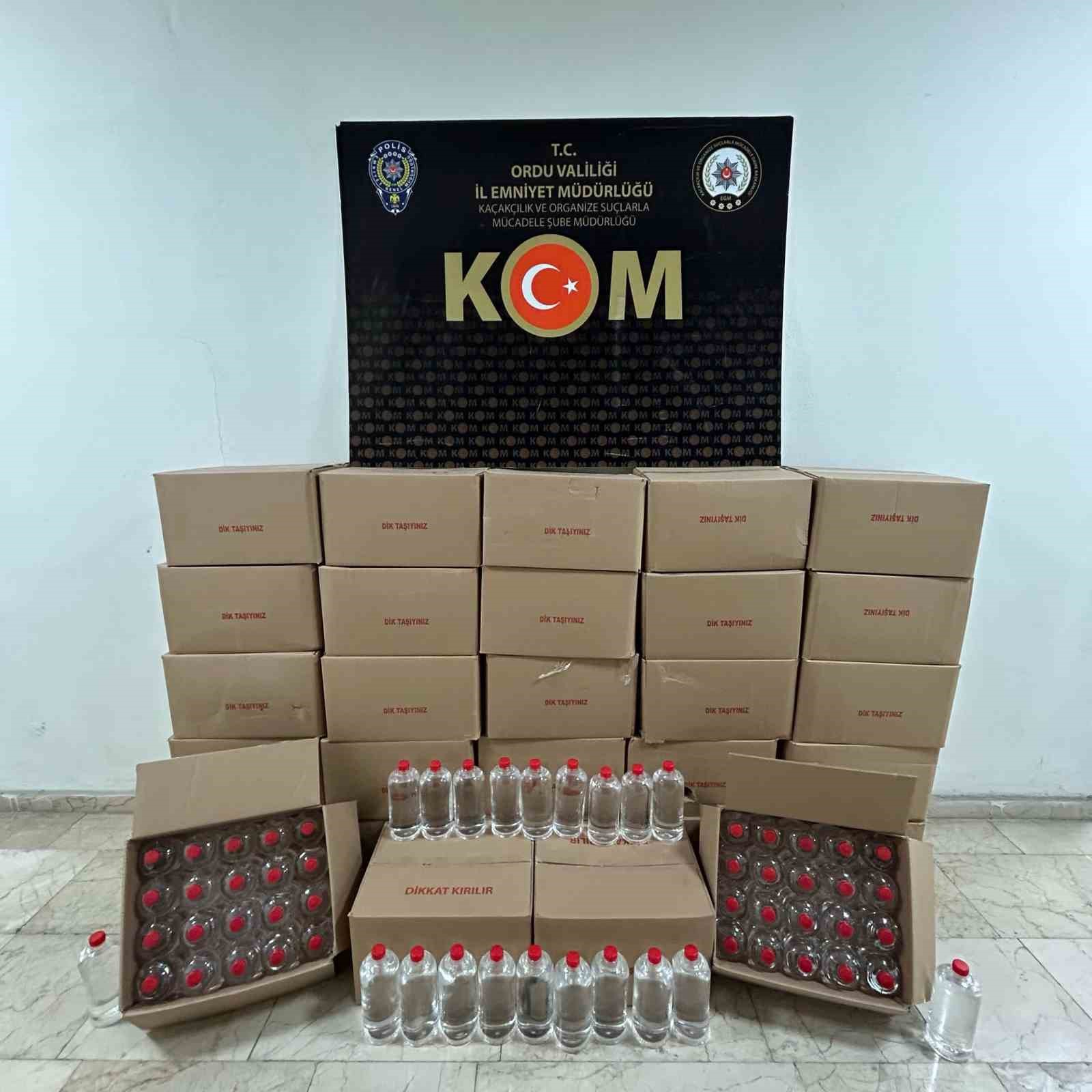 Ordu’da 600 litre etil alkol ele geçirildi