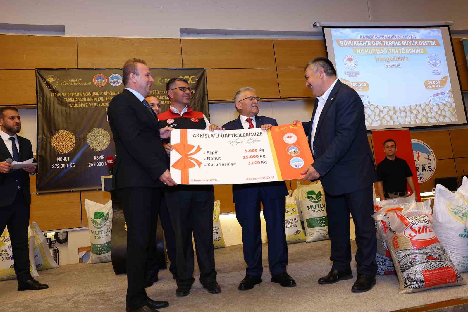 Başkan Büyükkılıç’tan çiftçiye 18 milyon TL’lik 300 ton nohut tohumu desteği
