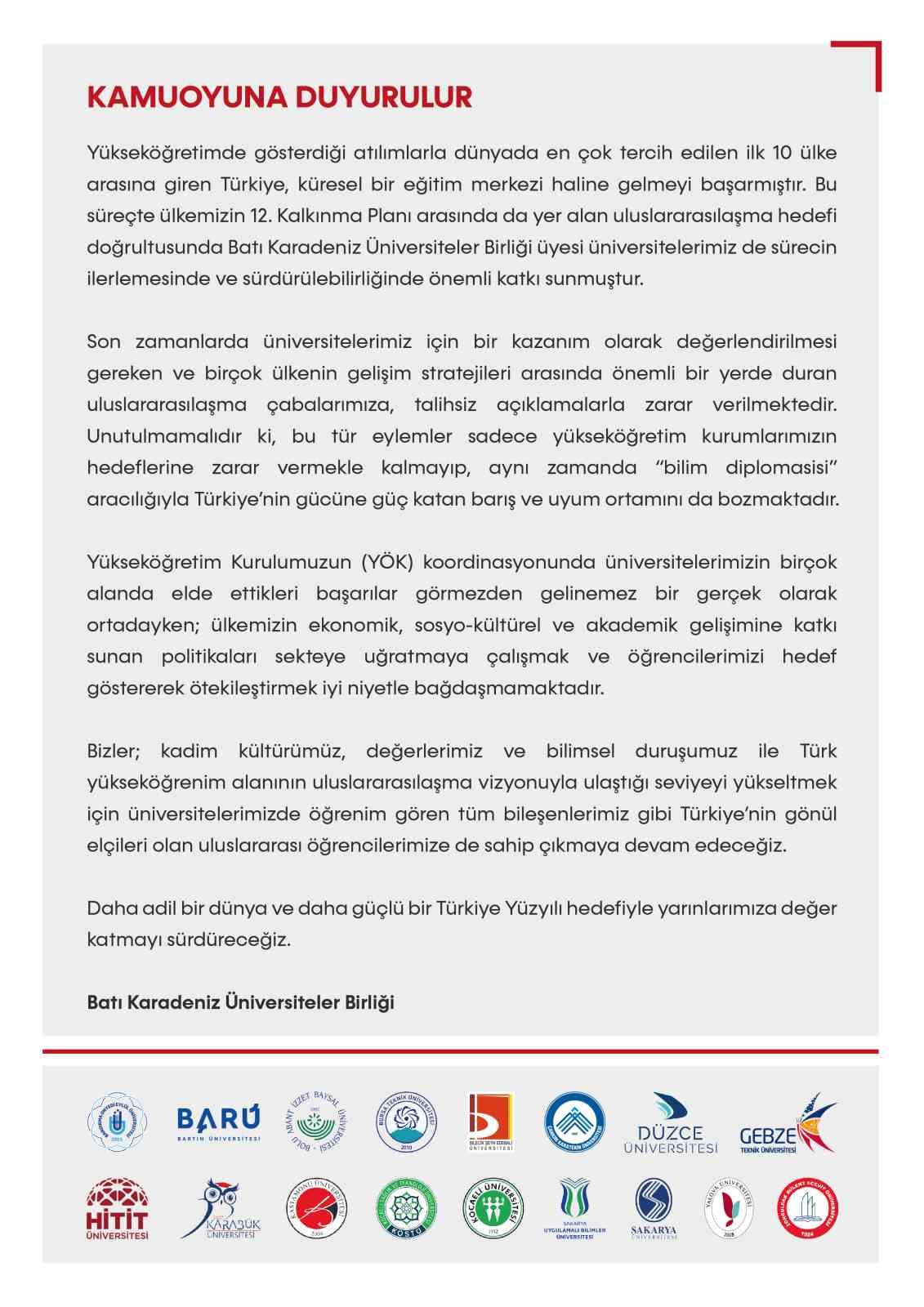 17 üniversiteden ortak bildiri: "Türkiye’nin gönül elçileri uluslararası öğrencilerimize sahip çıkmaya devam edeceğiz"