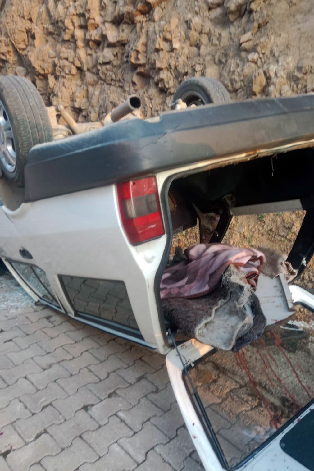 Ara&ccedil;taki k&ouml;peği camdan dışarı &ccedil;ıkmak isteyince kaza yaptı: 1 yaralı
