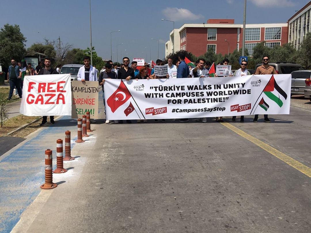 Aydın’da üniversite öğrencilerinden Filistin eylemi
