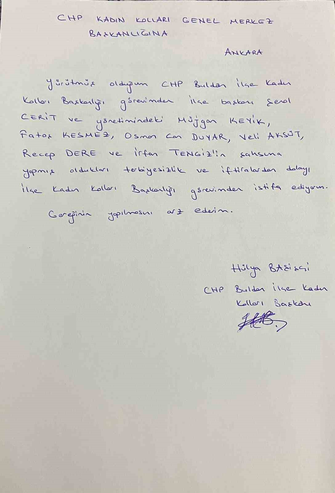 Denizli&rsquo;de CHP İl&ccedil;e Kadın Kolları Başkanı istifa etti
