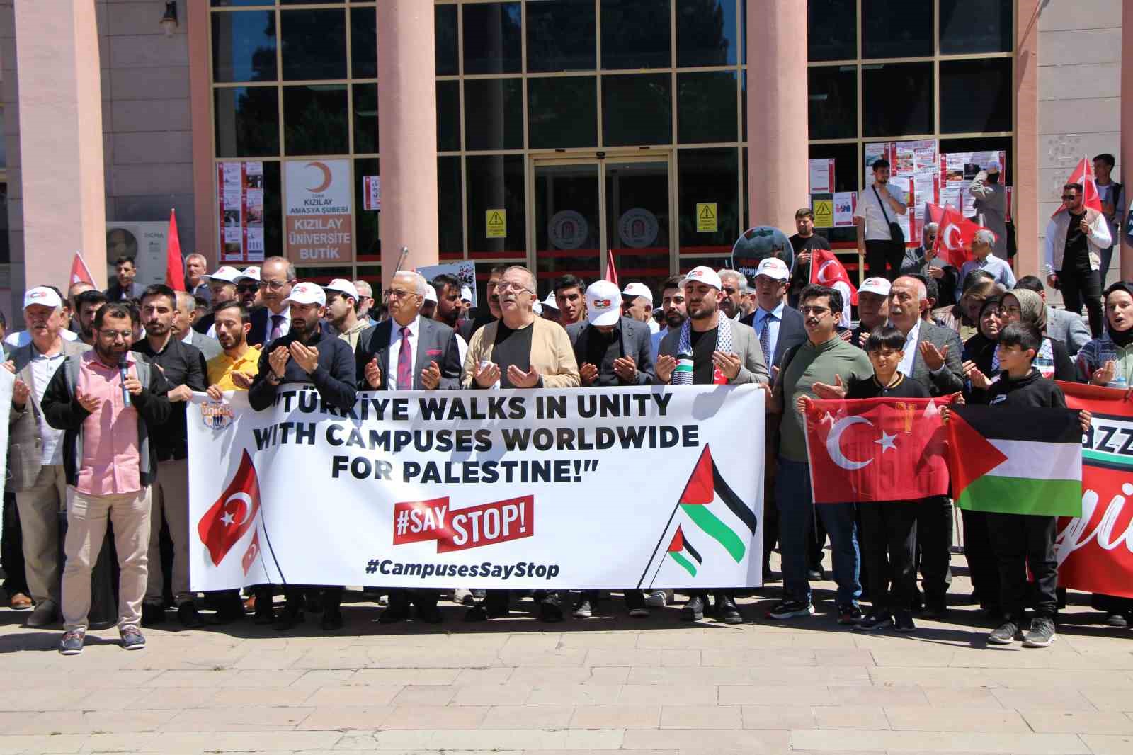 Amasya’da üniversiteliler İsrail’in Gazze’ye yönelik saldırılarını protesto etti
