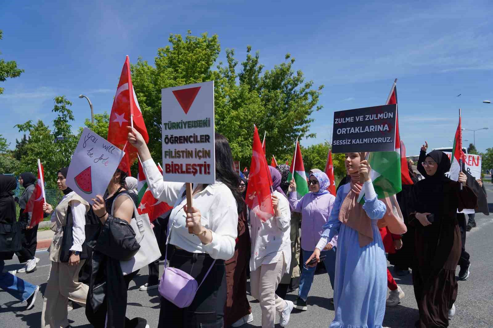 Edirne&rsquo;de &uuml;niversite &ouml;ğrencilerinden Filistin&rsquo;e destek g&ouml;sterisi
