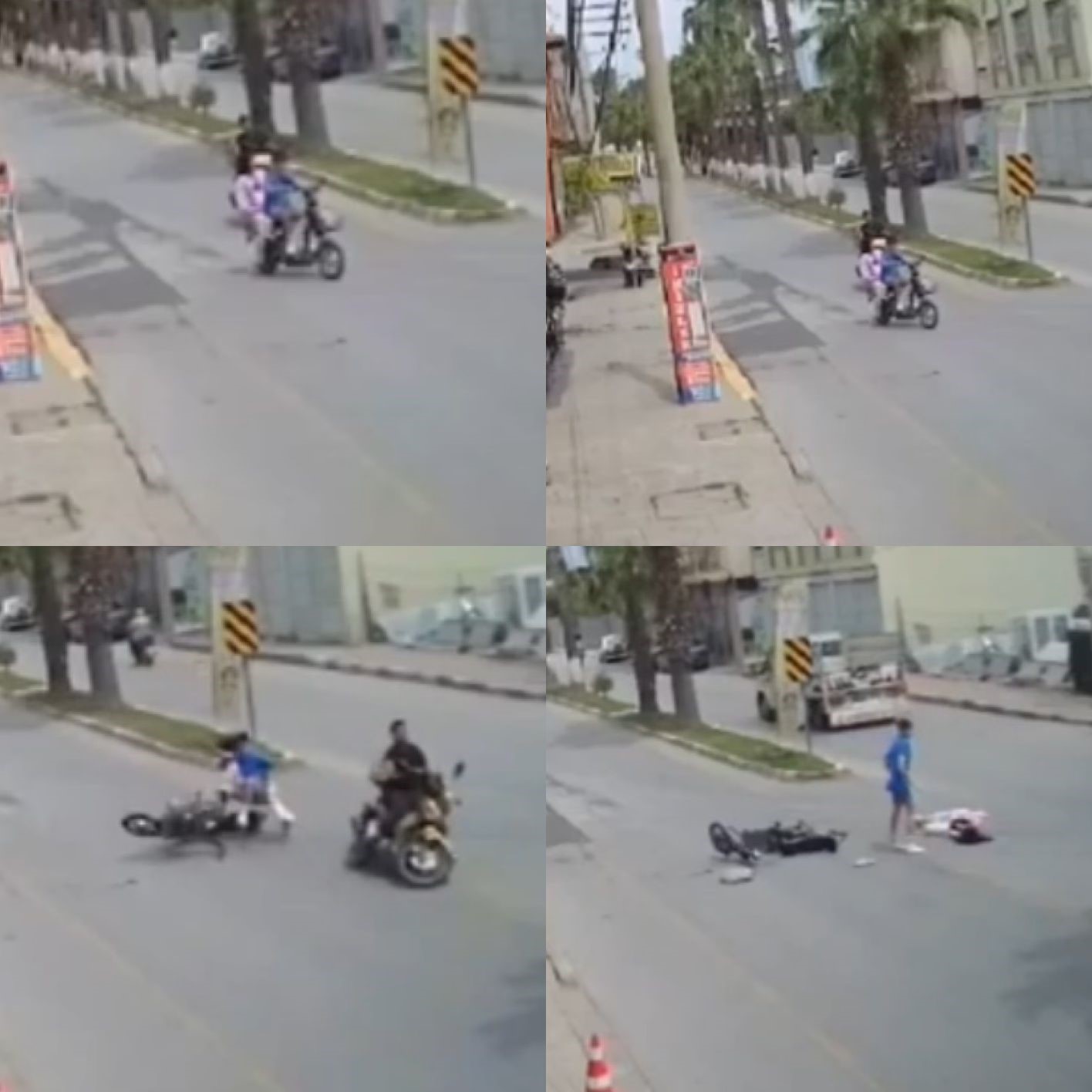 İki motosikletli çarpıştı, 2 kişi yaralandı: O anlar kamerada
