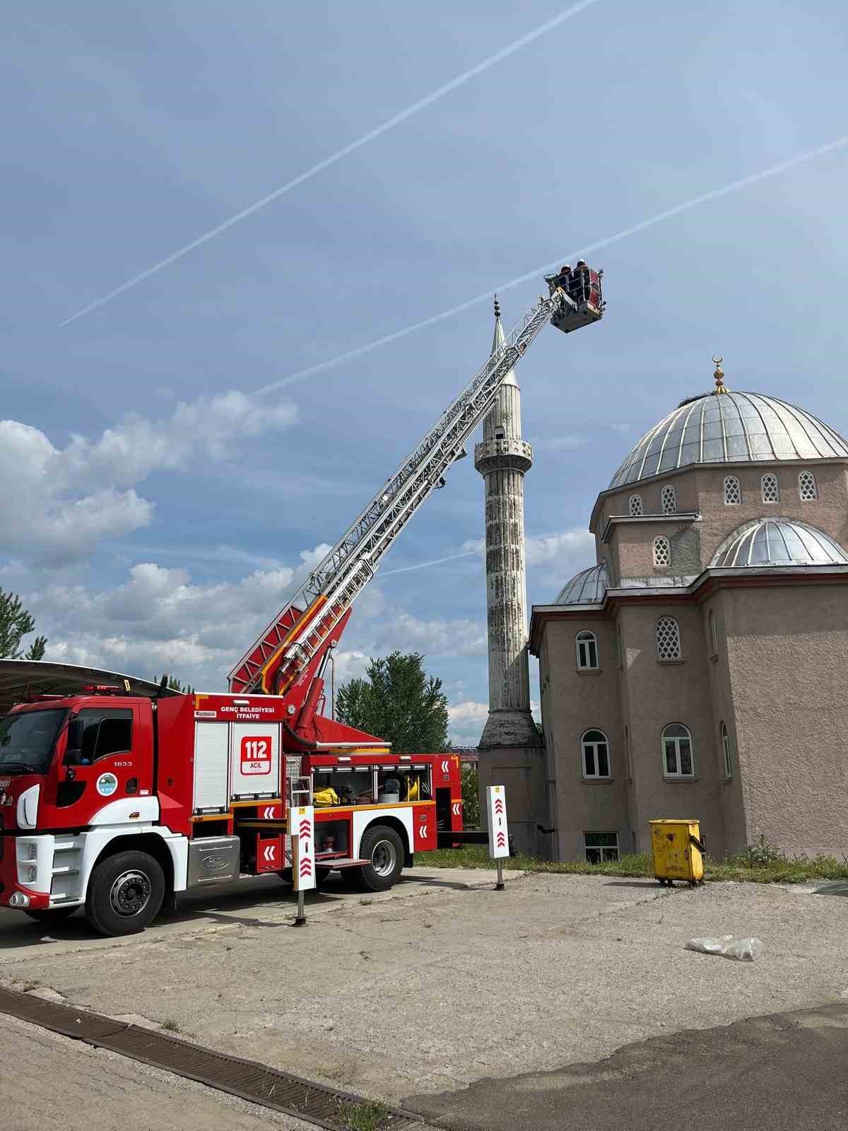 Cami kubbesindeki leylek yuvası, yıkım nedeniyle taşındı
