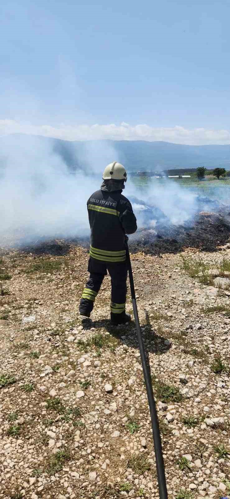 Atıl haldeki samanlar alev alev yandı
