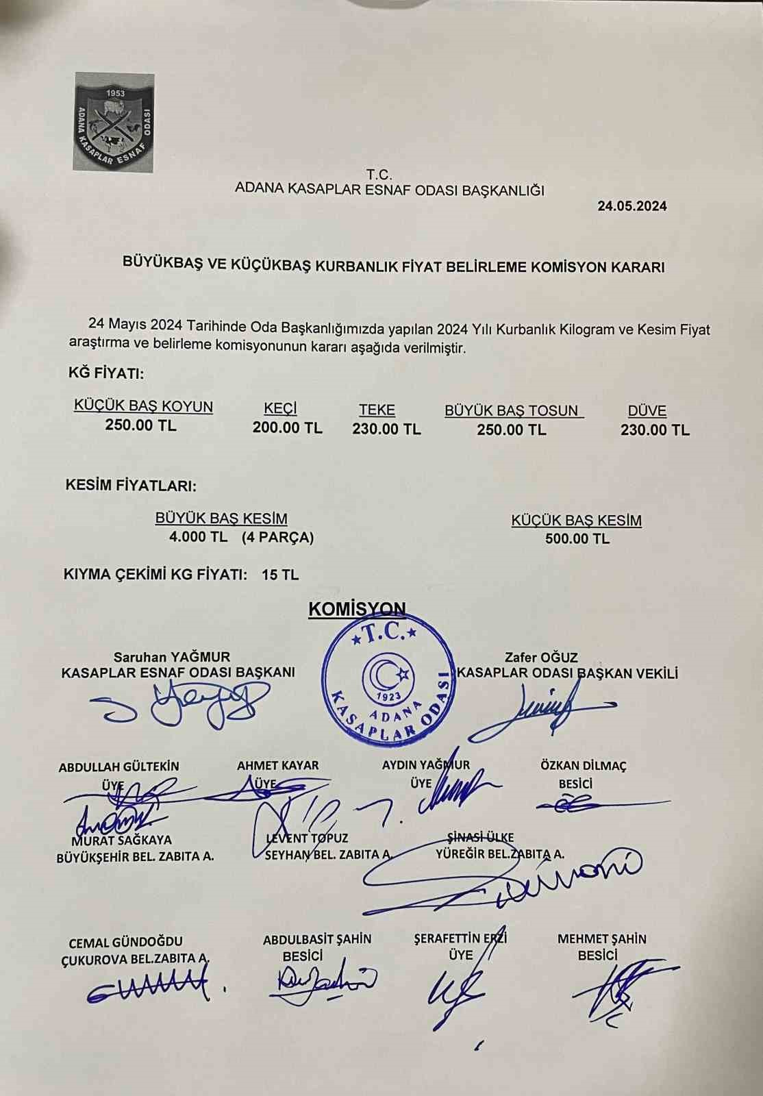 Adana&rsquo;da kurbanlık fiyatları belli oldu
