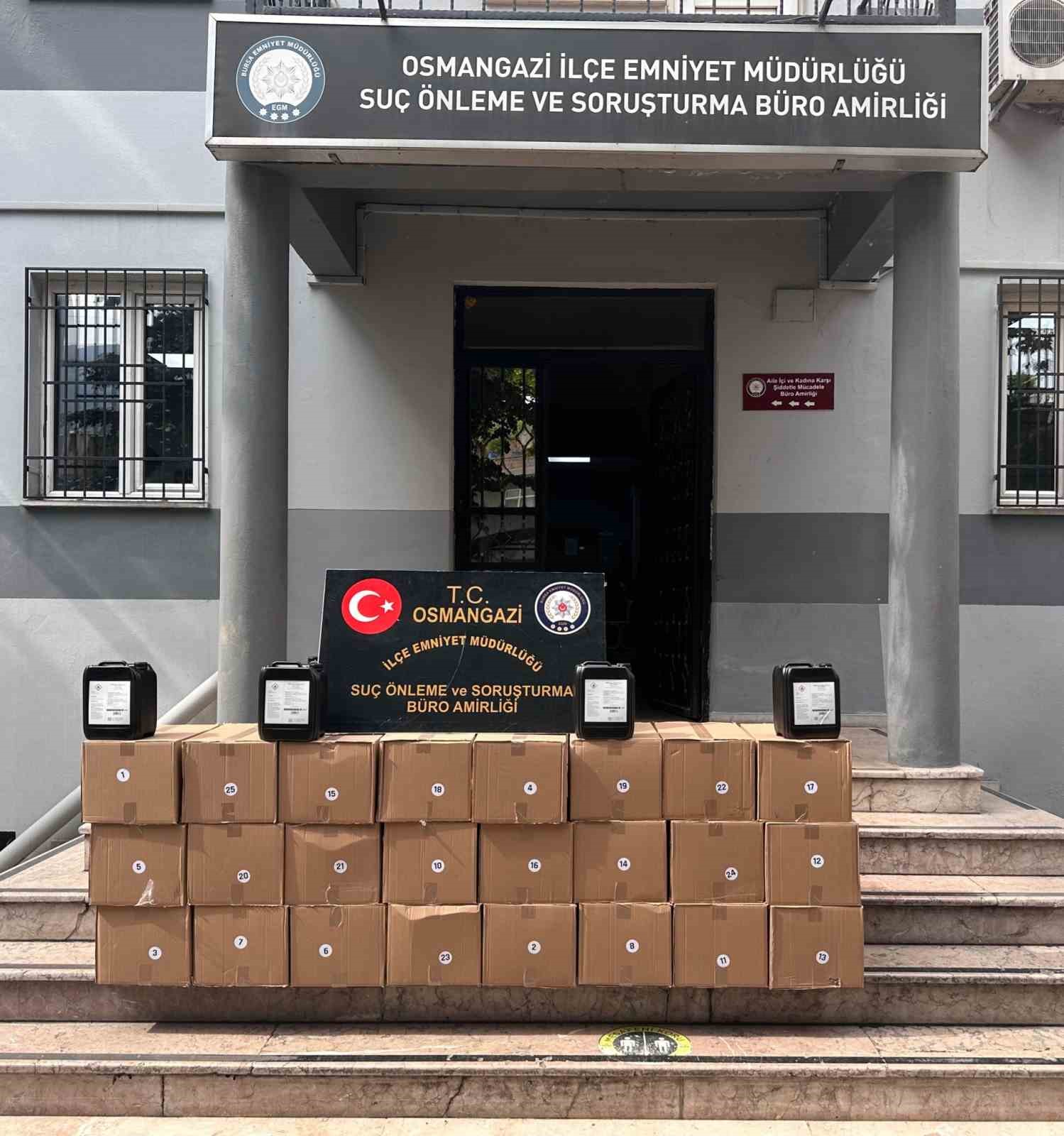 Bursa’da kaçak alkol operasyonu : 500 litre etil alkol şüpheliyle yakalandı
