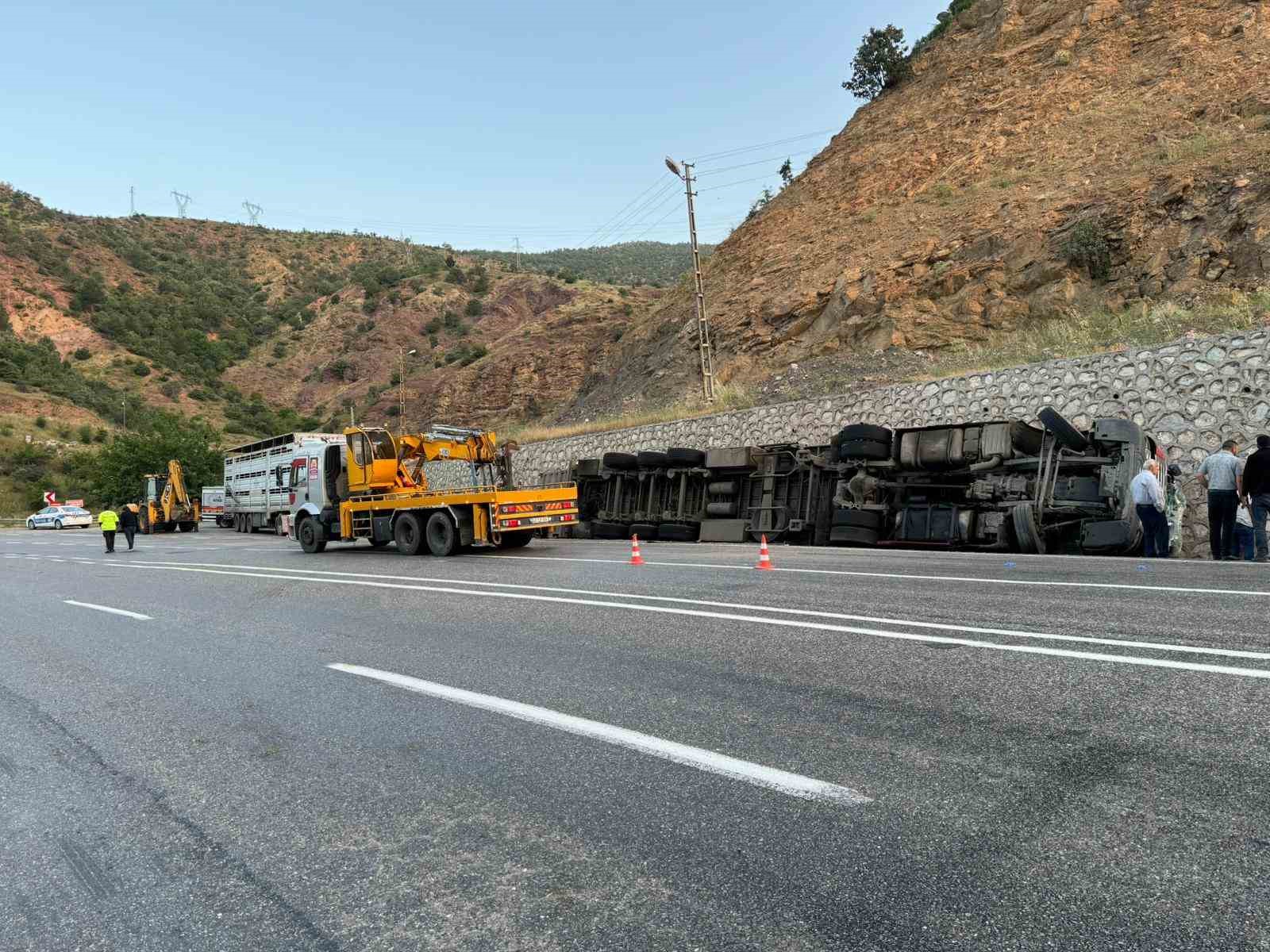 Siirt’te tır devrildi: 2 kişi yaralandı, 40 küçükbaş hayvan telef oldu