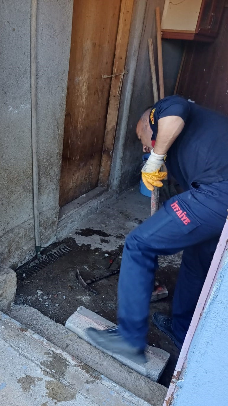 Eve giren yılanı itfaiye ekipleri yakaladı
