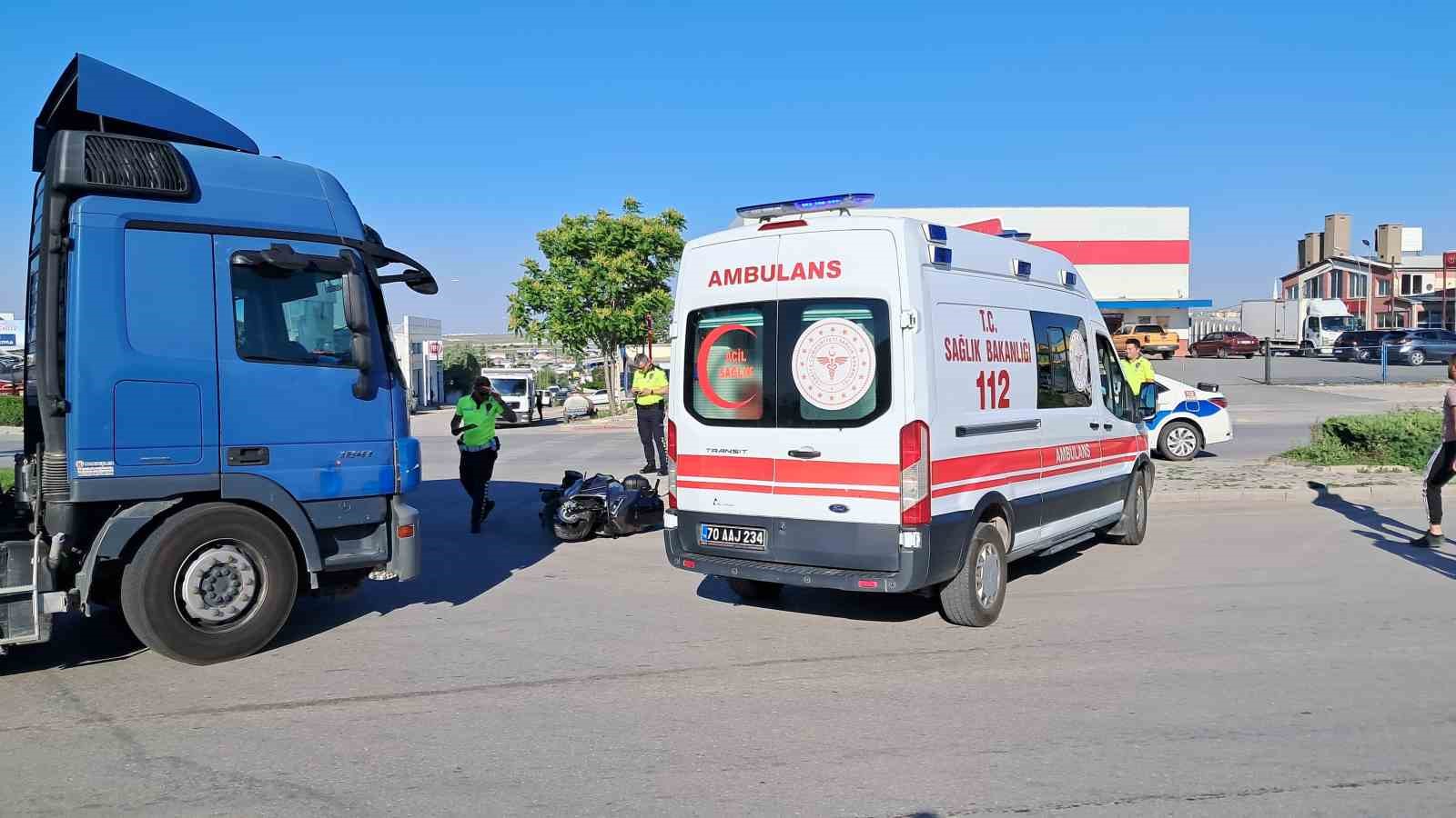 Karaman’da tır ile motosiklet çarpıştı: 1 yaralı
