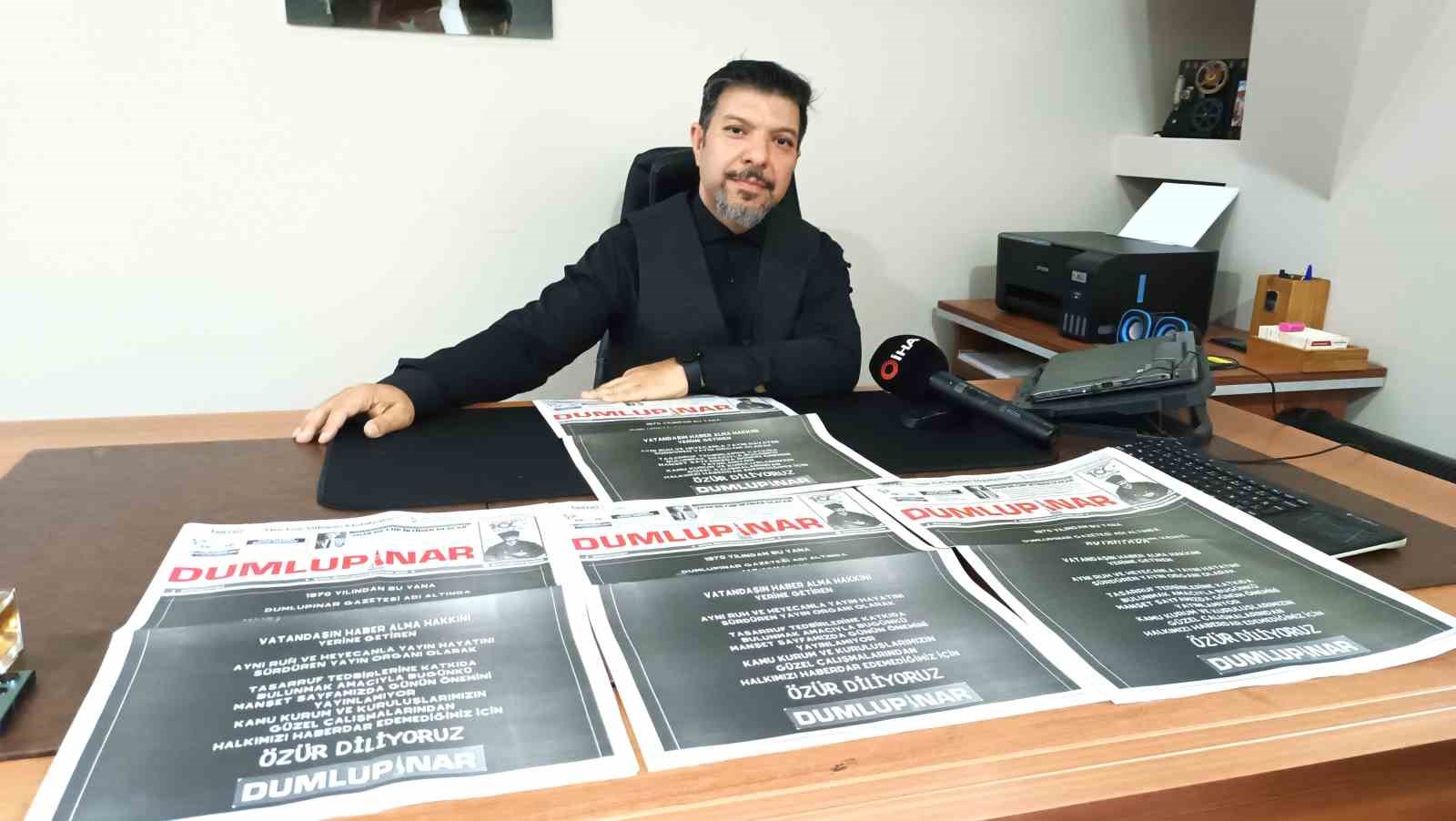 K&uuml;tahya&rsquo;da 54 yıllık gazete sayfasını kararttı
