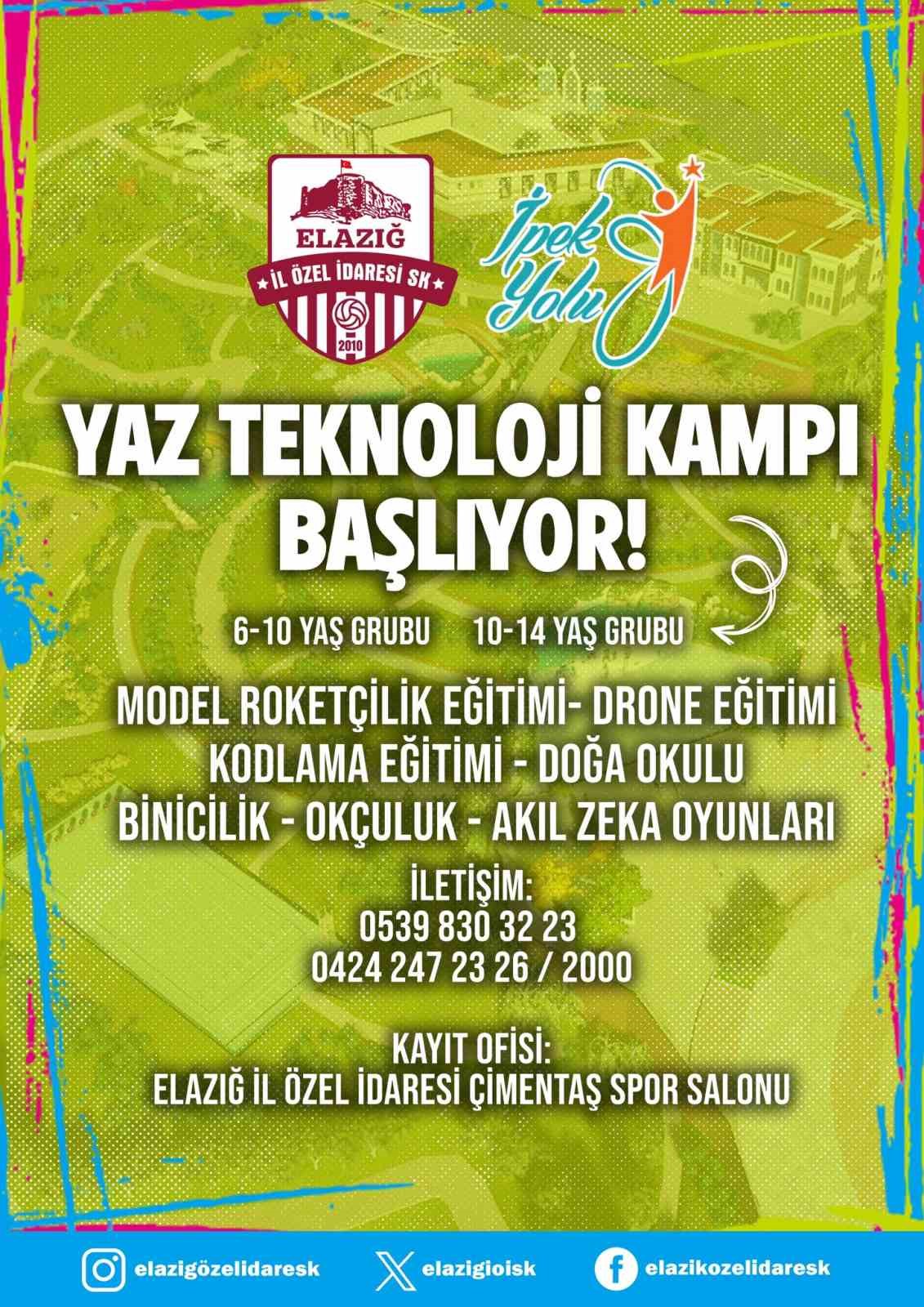 Elazığ İl Özel İdare yaz spor okulu ve yaz teknoloji kampı kayıtlarına başladı