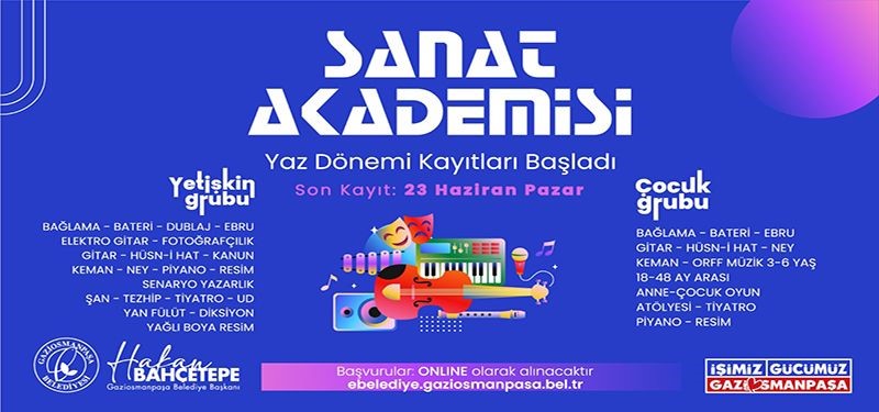 Gaziosmanpaşa&rsquo;daki Sanat Akademisinde yaz d&ouml;nemi kayıtları başladı
