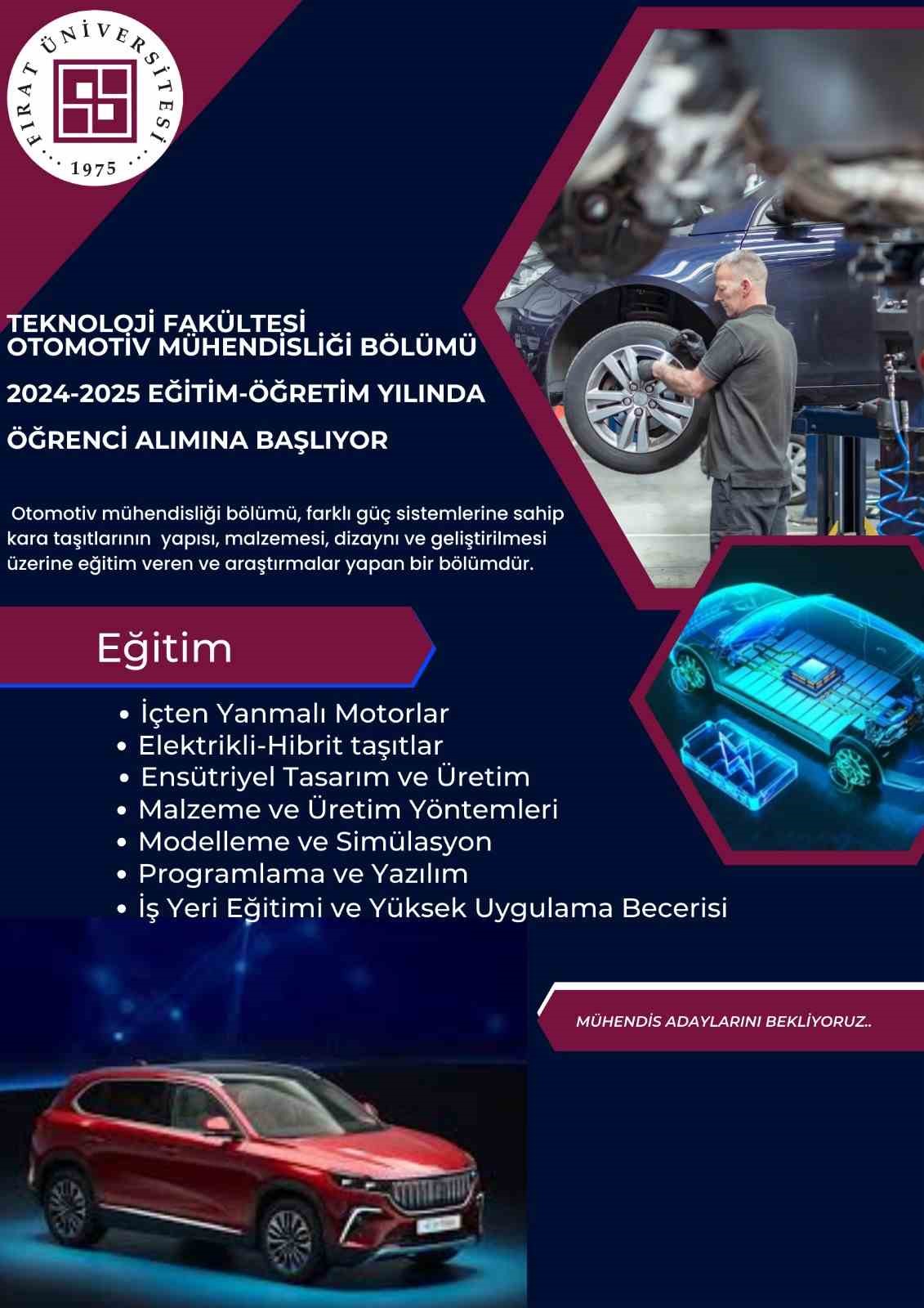 Otomotiv mühendisliği bölümü, öğrenci alımına başlıyor