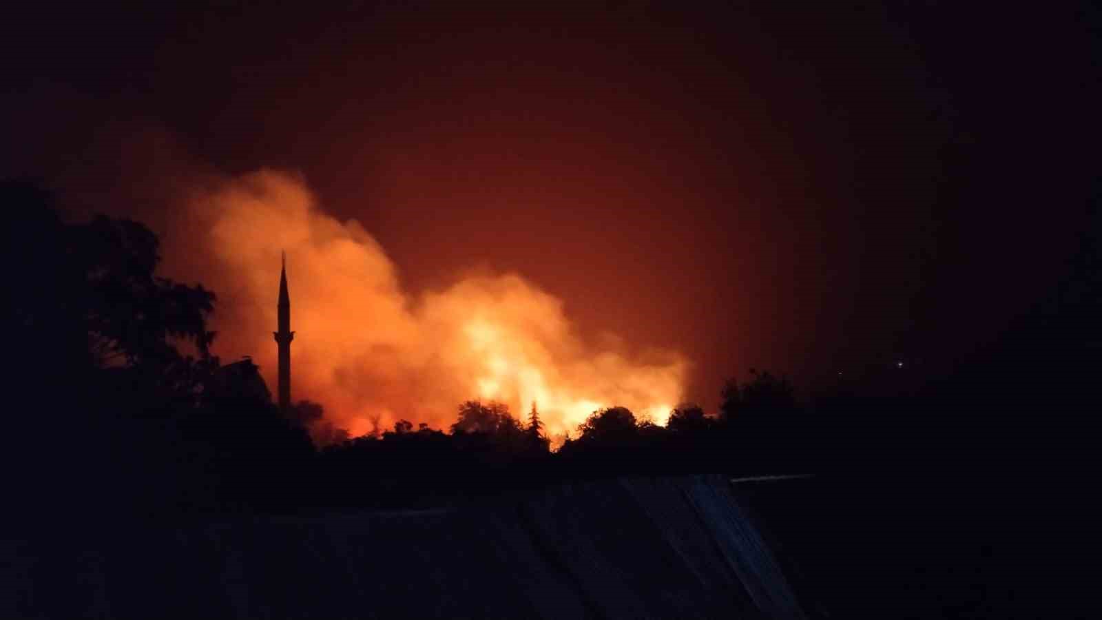 Tokat’ta yıldırım düşen ekili tarla yandı