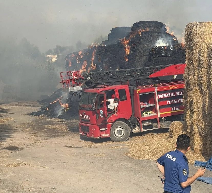 Osmaniye’de saman balyası yangını söndürüldü