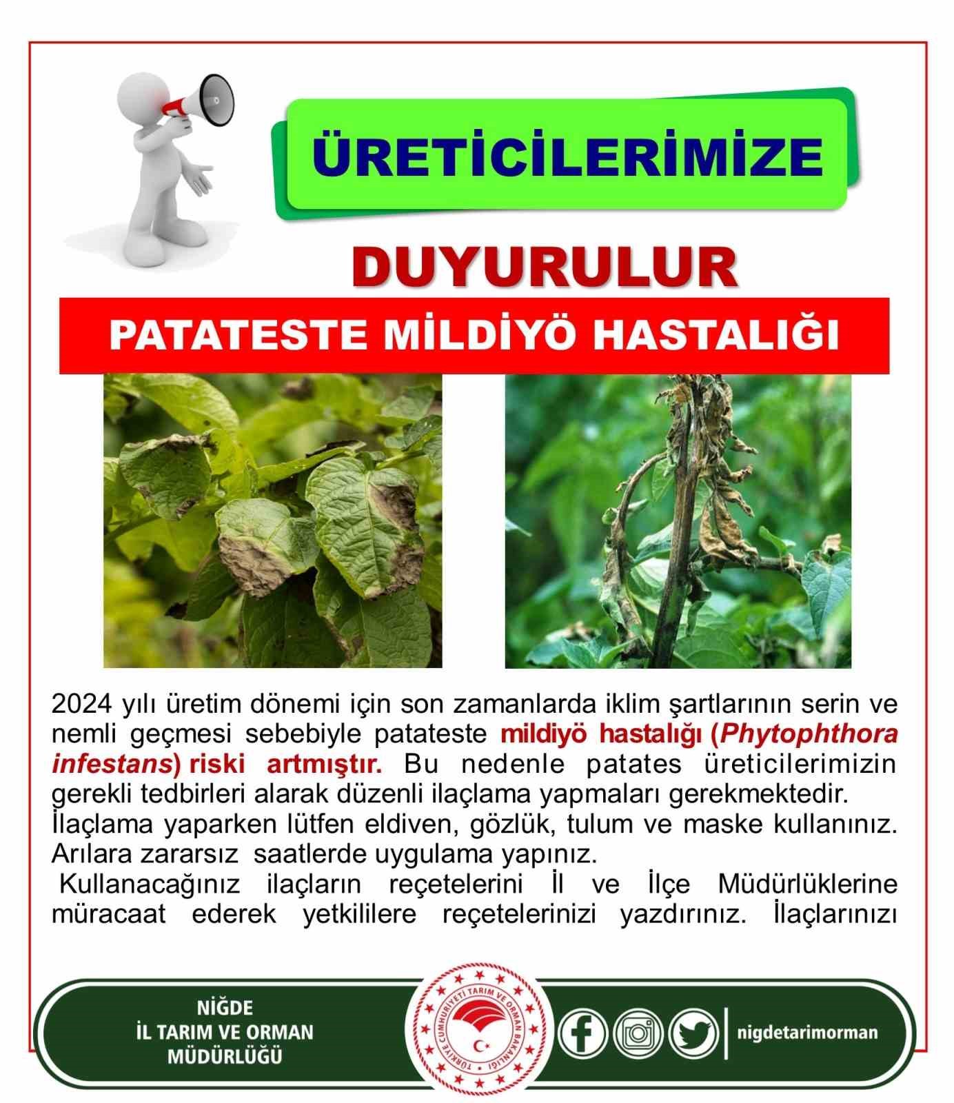 Patates üreticilerine "mildiyö" uyarısı
