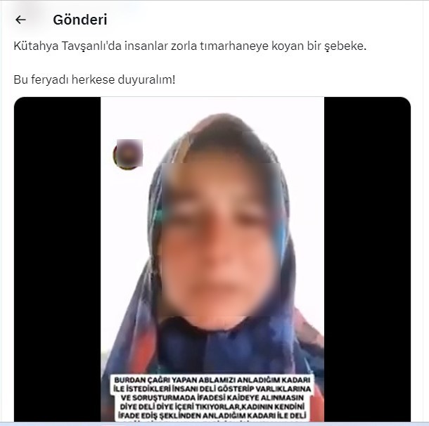 Kütahya Valiliği: "Tavşanlı’da insanlar zorla tımarhaneye tıkılıyor iddiası gerçek dışı"