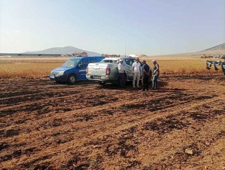 Altıntaş’ta çıkan yangında yaklaşık 3 bin dekar ekili alanda zarar gördü
