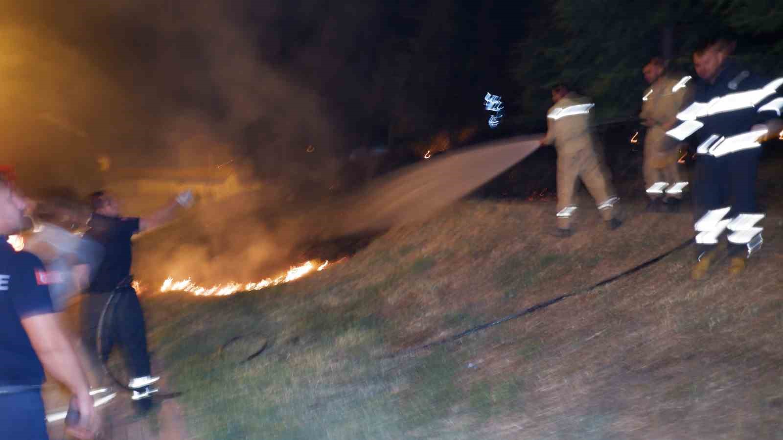 Ağa&ccedil;lık alanda &ccedil;ıkan yangın evlere sı&ccedil;ramadan s&ouml;nd&uuml;r&uuml;ld&uuml;
