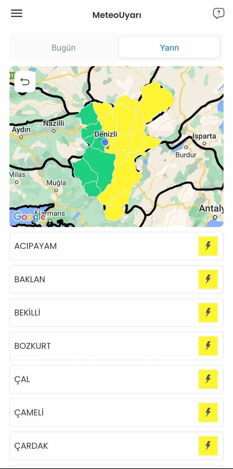 Denizli&rsquo;ye kuvvetli yağış uyarısı
