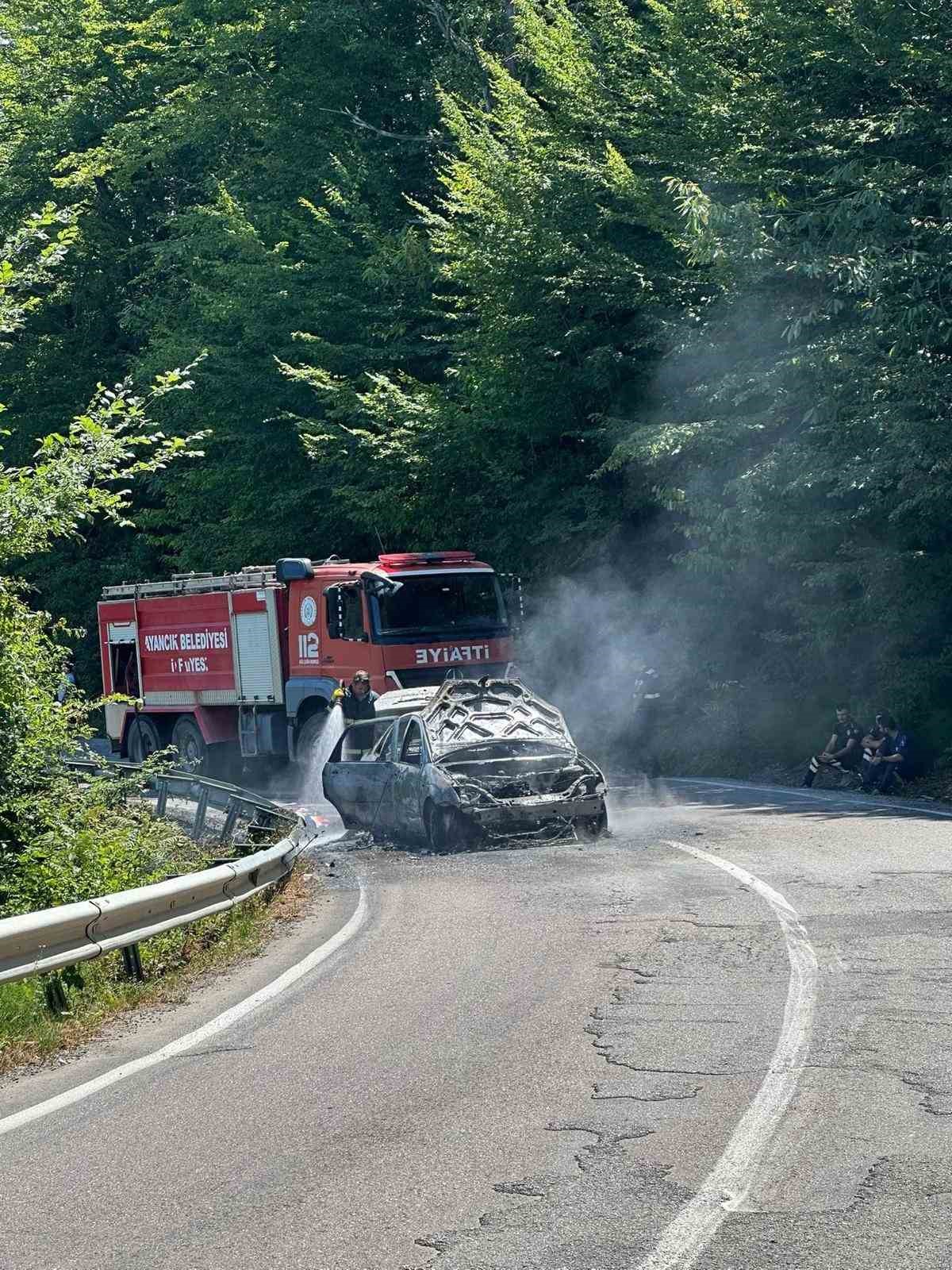 Sinop’ta otomobil alevlere teslim oldu
