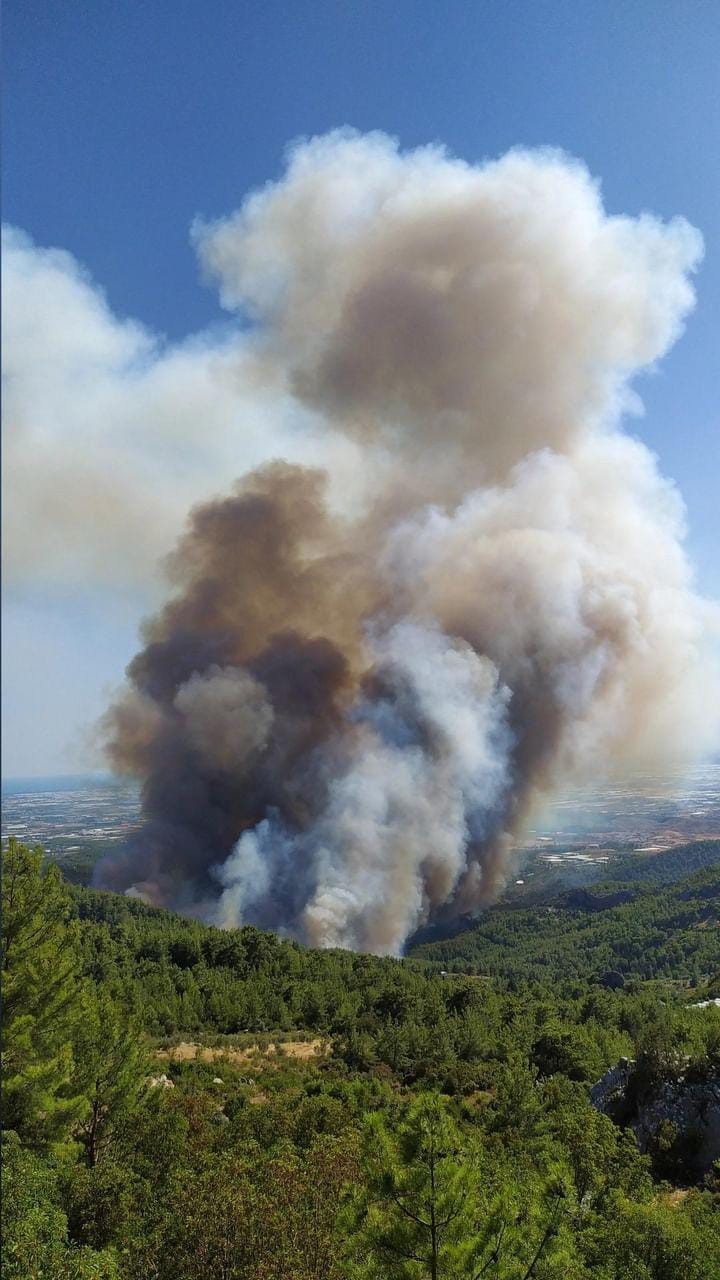 Antalya’da orman yangınına havadan ve karadan müdahale