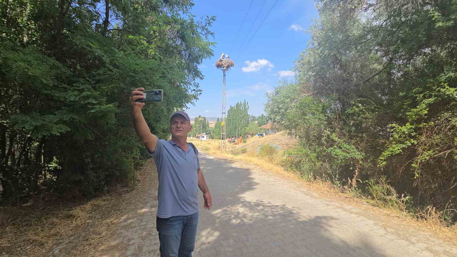 Köylü terk etti leylekler köyü terk etmedi, hane başı bir leylek yuvası bulunuyor
