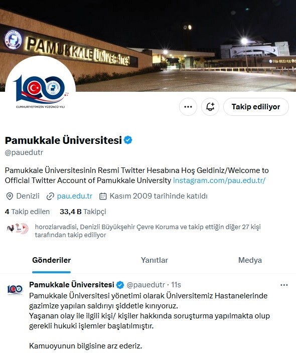Pamukkale &Uuml;niversitesi ter&ouml;r gazisine y&ouml;nelik saldırıyı kınadı
