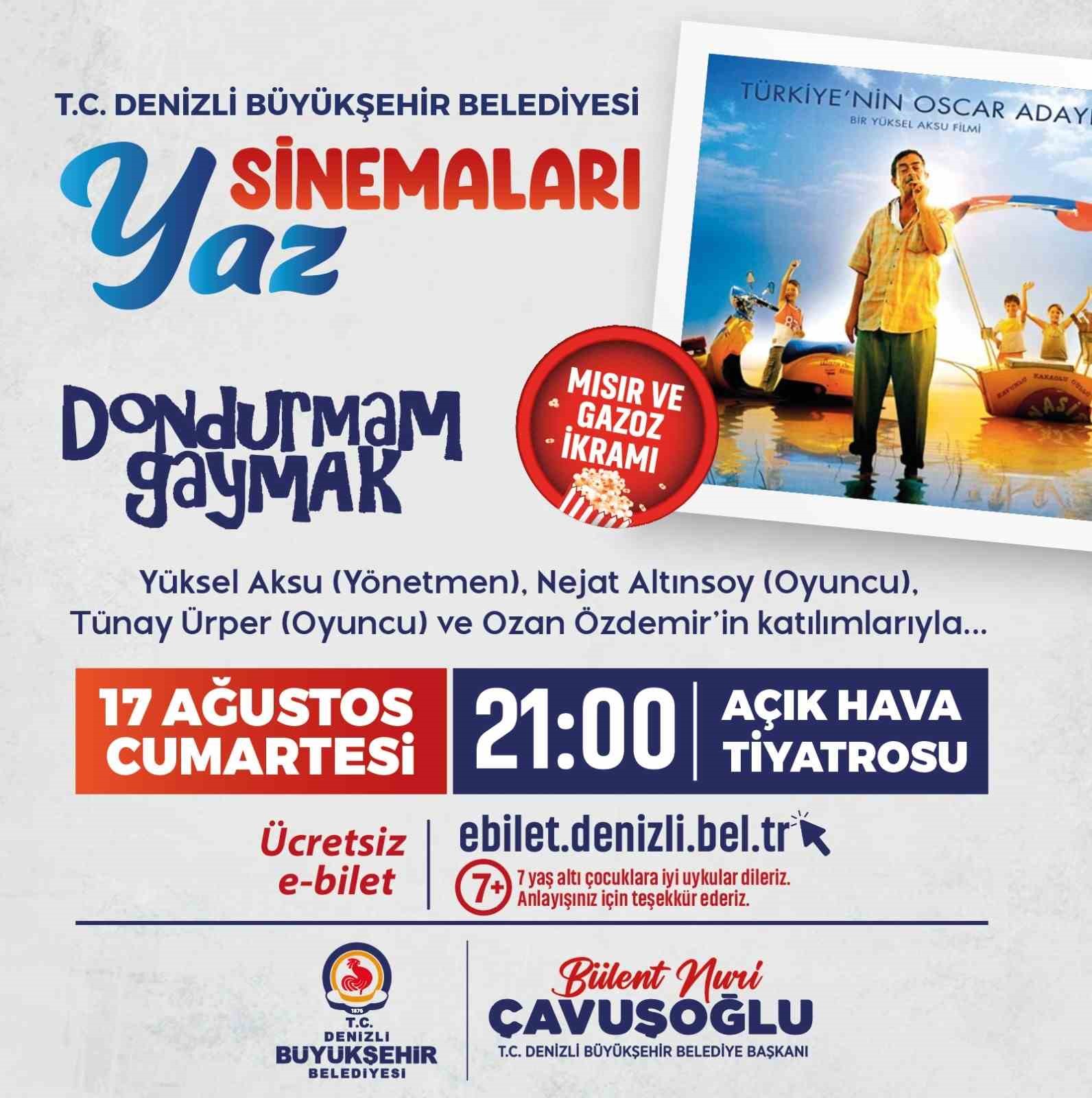 Denizli Büyükşehirden açıkhavada sinema keyfi
