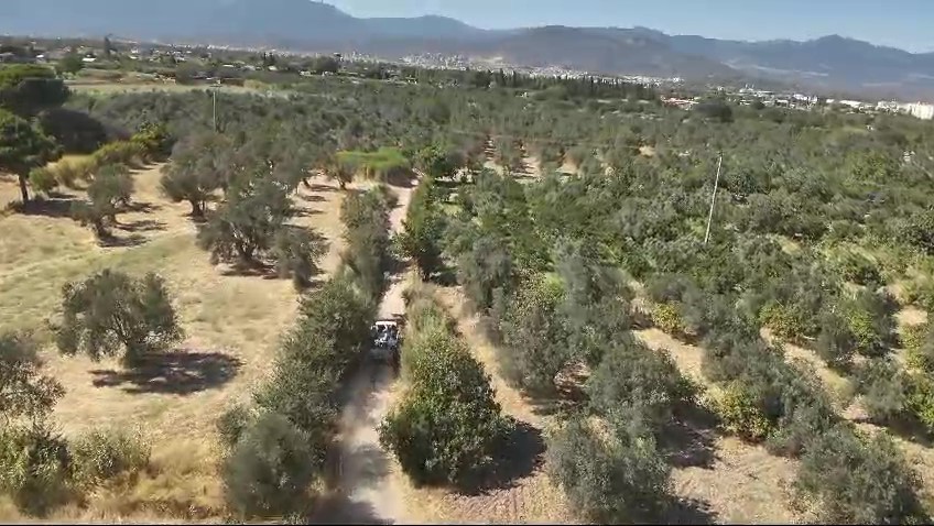 (Özel) Bahçe hırsızları kaçarken dron kamerasına yakalandı